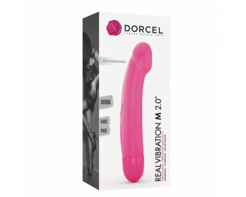 Вібратор Dorcel Real Vibration M Magenta 2.0, діаметр 3,7см, перезаряджається, для точки G