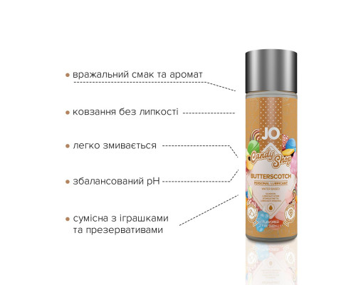 Лубрикант на водній основі JO H2O — Candy Shop — Butterscotch (60 мл) без цукру та парабенів