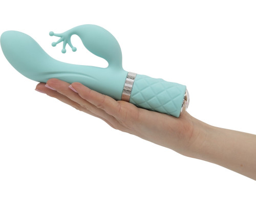 Розкішний вібратор-кролик Pillow Talk - Kinky Teal з кристалом Сваровські, потужний