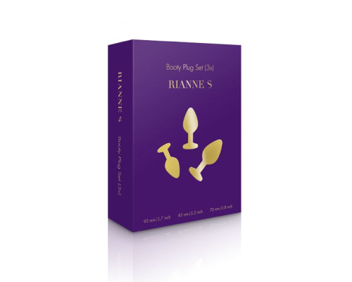 Набір силіконових анальних пробок із кристалом Rianne S: Booty Plug Set Purple, діаметр 3,2см, 3,5см, 4,2см