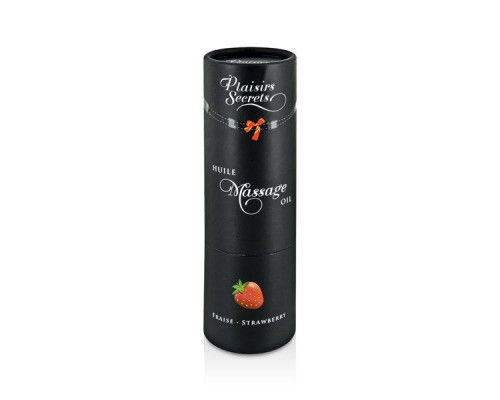 Масажна олія Plaisirs Secrets Strawberry (59 мл) з афродизіаками, їстівна, подарункове паковання