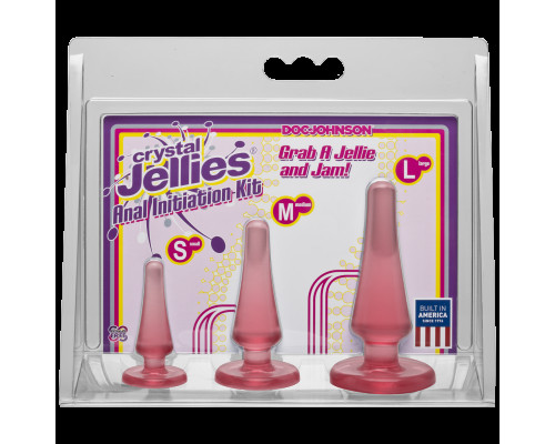 Набір анальних пробок Doc Johnson Crystal Jellies - Pink, макс. діаметр 2см - 3 см - 4 см