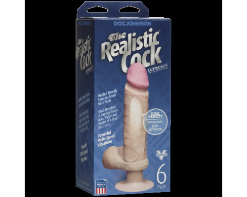 Фалоімітатор Doc Johnson The Realistic Cock 6 inch ULTRASKYN, діаметр 4,3 см, плавне регулювання