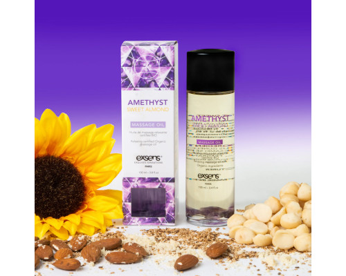 Масажна олія EXSENS Amethyst Sweet Almond (розслаблювальна, з аметистом) 100мл, натуральна