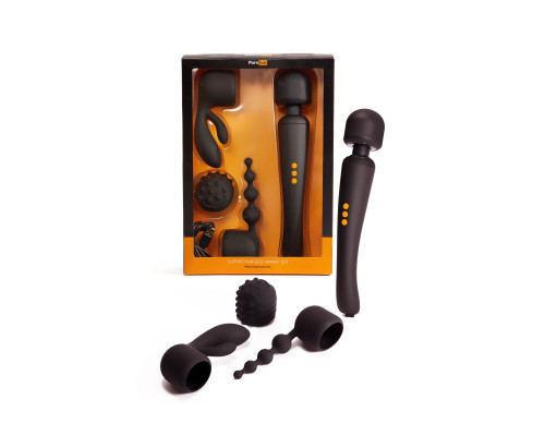 Вибромассажер с тремя насадками Pornhub Supercharge Wand Set, мощный