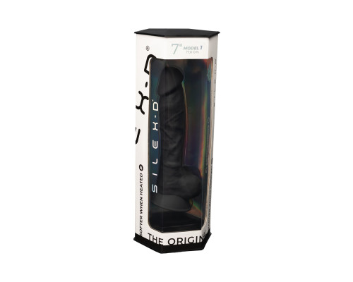 Фалоімітатор SilexD Johnny Black (MODEL 1 size 7in), двошаровий, силікон + Silexpan, діаметр 3,8см