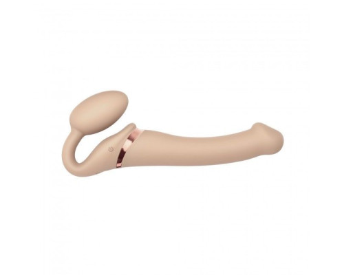 Безремінний страпон з вібрацією Strap-On-Me Vibrating Flesh M, діаметр 3,3см, пульт ДК, регульований
