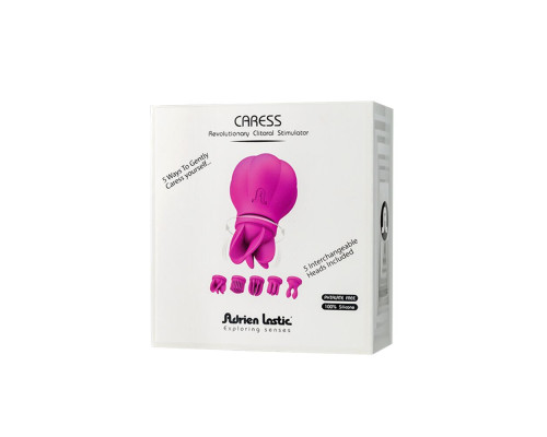 Вібратор Adrien Lastic Caress Pink з насадками для стимуляції ерогенних зон, які обертаються.