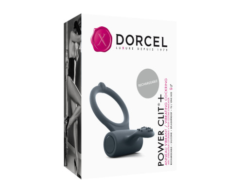 Ерекційне кільце Dorcel Power Clit Plus з вібрацією, перезаряджається, з язичком та щіточкою