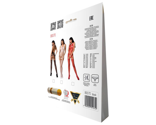 Бодістокінг Passion BS070 red, комбінезон, імітація панчох і ажурного топа