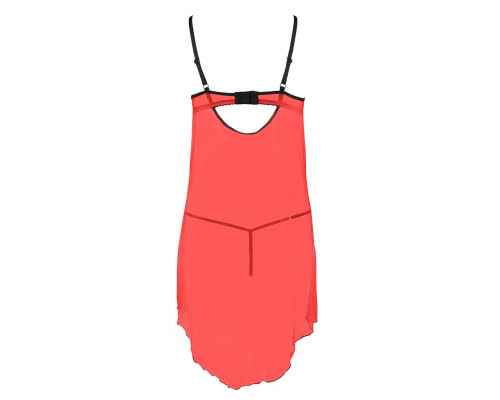Прозрачный пеньюар с открытой грудью CHERRY CHEMISE red L/XL - Passion Exclusive, трусики