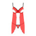 Прозорий пеньюар з відкритими грудьми CHERRY CHEMISE red S/M - Passion Exclusive, трусики