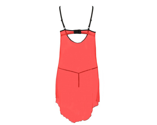Прозорий пеньюар з відкритими грудьми CHERRY CHEMISE red S/M - Passion Exclusive, трусики
