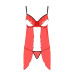 Прозорий пеньюар з відкритими грудьми CHERRY CHEMISE red XXL/XXXL - Passion Exclusive, трусики