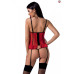 Корсет с открытой грудью CHERRY CORSET red L/XL - Passion Exclusive, трусики, пажи, стрэпы, оборочки