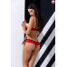 Комплект білизни Passion Exclusive CHERRY SET OpenBra S/M, red, відкритий ліф, трусики-спідничка