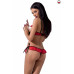 Комплект білизни Passion Exclusive CHERRY SET OpenBra XXL/XXXL red, відкритий ліф, трусики-спідничка
