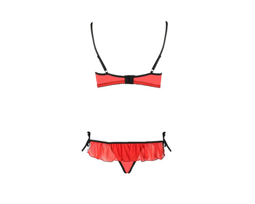 Комплект білизни Passion Exclusive CHERRY SET OpenBra XXL/XXXL red, відкритий ліф, трусики-спідничка