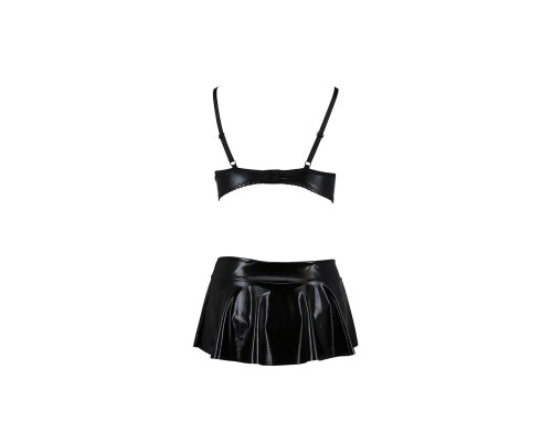 Комплект білизни під латекс Passion DEBY SET L/XL, black, ліф, міні-спідничка, стрінги