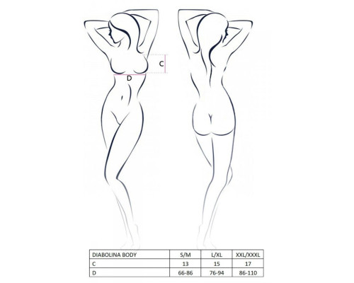 Боді монокіні з відкритими грудьми Passion DIABOLINA BODY L/XL, black