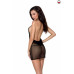 Сорочка прозора приталена Passion ERZA CHEMISE L/XL, black, трусики