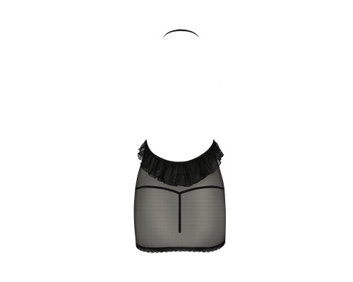 Сорочка прозора приталена Passion ERZA CHEMISE L/XL, black, трусики