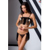 Комплект білизни Passion Exclusive KASSANDRA SET OpenBra L/XL black, ліф з бахроми, трусики-спідниця