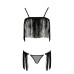 Комплект білизни Passion Exclusive KASSANDRA SET OpenBra S/M black, ліф з бахроми, трусики-спідниця