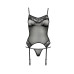 Корсет з пажами Passion MELANIA CORSET XXL/XXXL, black, трусики, напівпрозорий