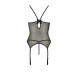 Корсет з пажами Passion MELANIA CORSET XXL/XXXL, black, трусики, напівпрозорий