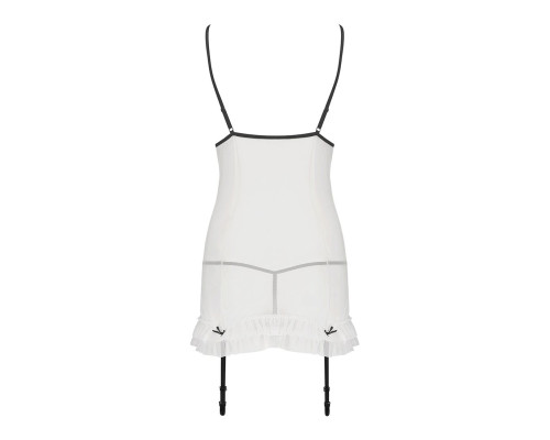 Сорочка прозора з пажами Passion ORIHIME CHEMISE XXL/XXXL, white, трусики, стрепи