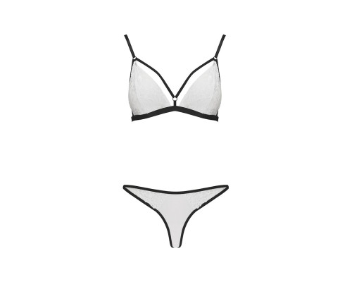 Комплект білизни Passion ORIHIME SET L/XL, white, стрепи, ліф і трусики