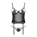 (SALE) Корсет з пажами PERDITA CORSET black L/XL - Passion Exclusive, стрепи, трусики, укорочений
