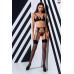 Комплект білизни PERDITA SET black S/M - Passion Exclusive: стрепи: ліф, стрінги і пояс для панчох