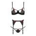 Комплект білизни PERDITA SET black XXL/XXXL - Passion Exclusive: стрепи: ліф, стрінги і пояс для пан