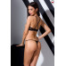 Комплект білизни Passion Exclusive QUENTRIS BIKINI S/M, black, стрінги і напіввідкритий ліф
