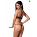 Комплект білизни Passion Exclusive QUENTRIS BIKINI XXL/XXXL, black, стрінги і напіввідкритий ліф