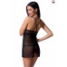 Прозора сорочка приталена Passion QUENTRIS CHEMISE XXL/XXXL, black, трусики