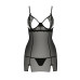 Прозора сорочка приталена Passion QUENTRIS CHEMISE XXL/XXXL, black, трусики