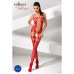 Бодістокінг Passion BS054 red, комбінезон, імітація панчіх, відкритий животик