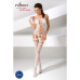 Бодістокінг Passion BS054 white, комбінезон, імітація панчіх, відкритий животик