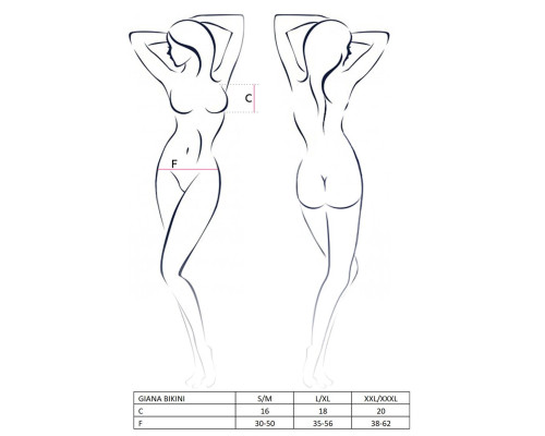 Комплект білизни Passion GIANA BIKINI L/XL, black, напівпрозорі ліф і трусики з бантиками