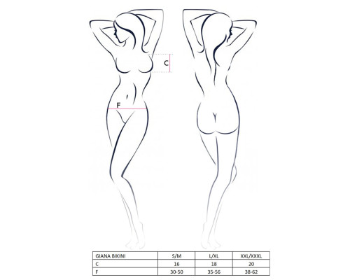 Комплект білизни Passion GIANA BIKINI L/XL, white, напівпрозорі ліф і трусики з бантиками