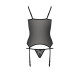 Корсет з пажами GRACIA CORSET black L/XL Passion, трусики, напівпрозорий