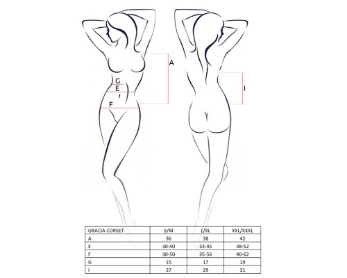 Корсет з пажами GRACIA CORSET black L/XL Passion, трусики, напівпрозорий