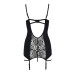 Сорочка приталена з пажами PAULINE CHEMISE black S/M - Passion, трусики