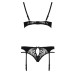 Комплект білизни Passion PAULINE SET L/XL, black, стрепи, ліф, стрінги і пояс для панчох