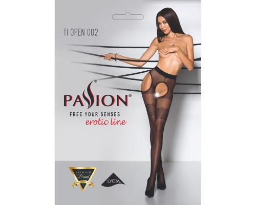 Еротичні колготки Passion TIOPEN 002 1/2 (20 den), nero, імітація панчох і пояса