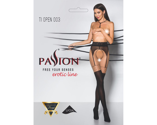 Еротичні колготки Passion TIOPEN 003 3/4 (20/40 den), nero, імітація панчох і пояса