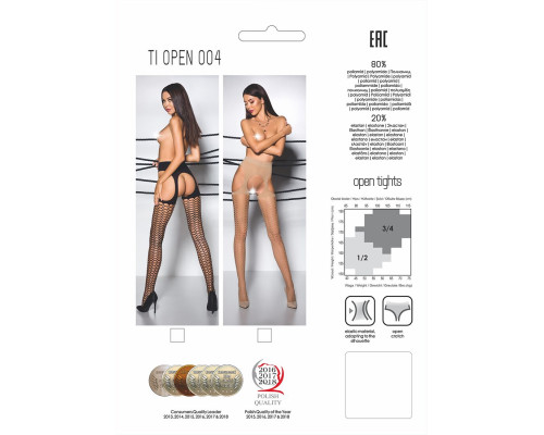 Еротичні колготки Passion TIOPEN 004 1/2 (fishnet 40 den), nero, імітація панчох і пояса